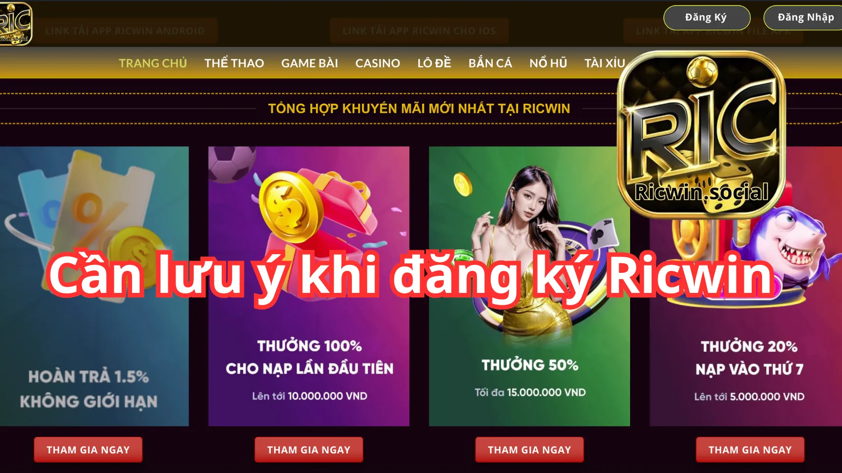 Các lưu ý anh em cần nắm khi đăng ký Ricwin Các lưu ý anh em cần nắm khi đăng ký Ricwin