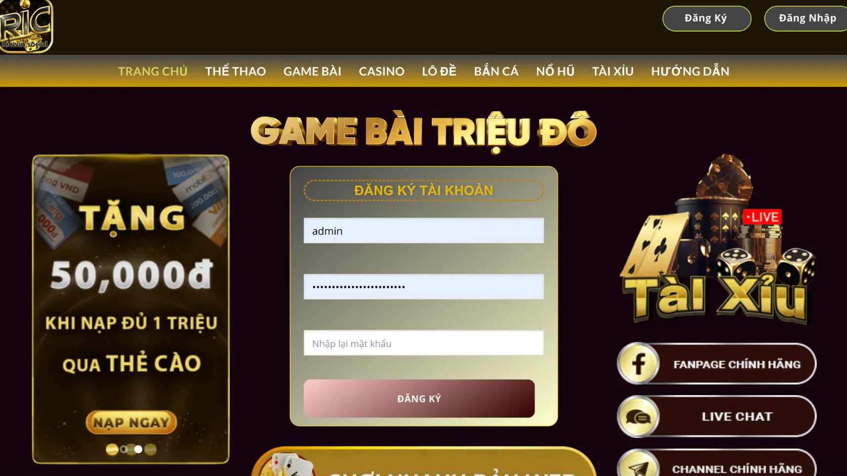 Giới Thiệu Về cổng game Ricwin Giới Thiệu Về cổng game Ricwin